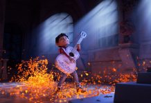 Coco's lead character, Miguel, playing the guitar.